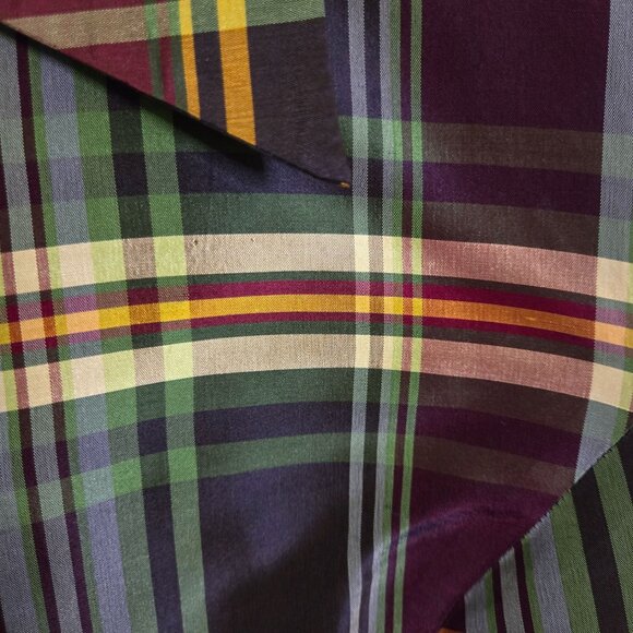 Ice Vintage Plaid Autumnal 100% Silk Button Down Collared Vest Trending Size M - Picture 4 of 5